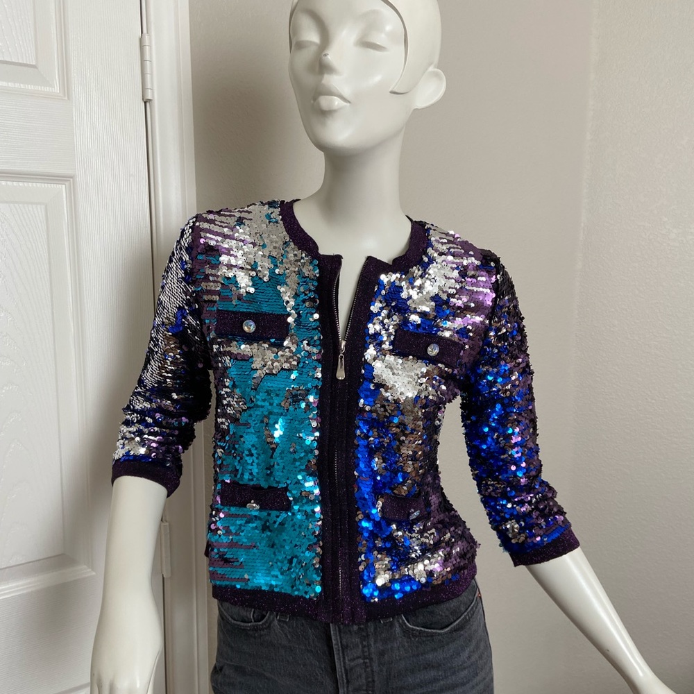 Michael Simon Allover Sequins Jacket Petite Medium - image 3